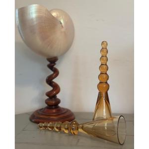Paire de trinquettes dit verre cul sec de Saint Louis en cristal XX eme 