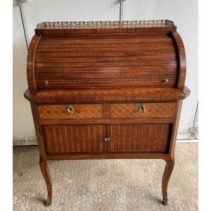Ancien Petit Secretaire Bureau De Dame En Marqueterie Vers 1900  bureau gradin pente dos d'ane 