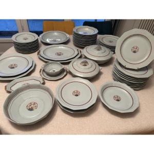 Ancien  grand service de table par B&C Limoges et Feuillette Art déco porcelaine 69 pièces 