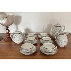 Antique Complete Japanese Porcelain Tea Set, 19th Century: Mount Fuji With Birds