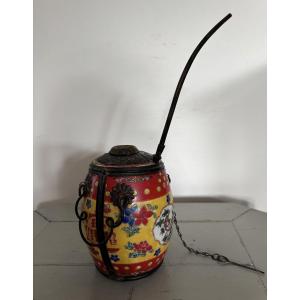 Antique Chinese Porcelain Water Or Opium Pipe, 19th Century, Tobacco Use