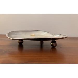 Antique Mother-of-pearl Caviar Plate, Known As A "mother Of Pearl" Plate, Art Deco, Early 20th Century, A Curiosity.