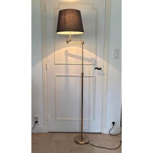Antique 20th-century Art Deco Floor Lamp Or Reading Lamp In Gilded Brass, In The Style Of Baguès