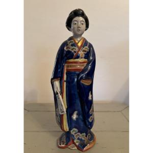 Ancienne statue geisha  en porcelaine de kutani début XX eme Japon 