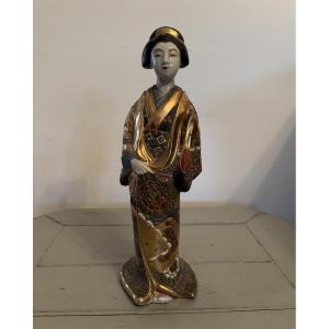 Ancienne statue Kannon Guanyin en porcelaine de Satsuma début XX eme Japon 