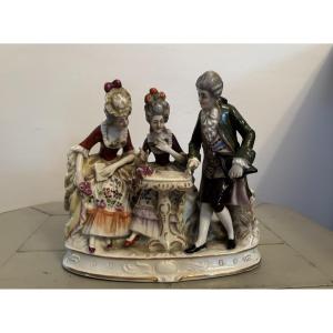 Ancien grand groupe en porcelaine de dresde fin XIX 1900 allemande era meissen 