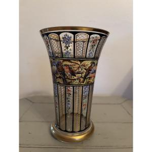 ancien Vase Dlg Julius Muhlhaus, Verre De Boheme, Haida, 1910, Era Daum