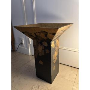 Intéressante jardinière en bois craquelé rehaussé origine Japon Annees 80 vintage chic