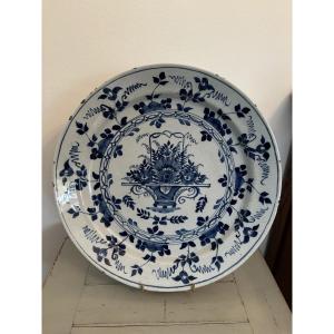Ancien et grand plat en faience de Delft fin XVII début XVIII eme siècle faïence ancienne