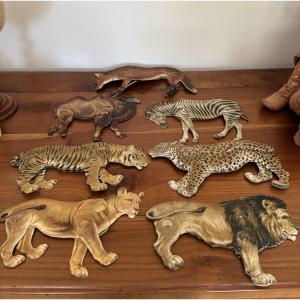 Raphael Tuck & Son Articulated Savannah Animals Circa 1900 Cardboard Antique Toy Set Uk