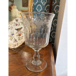 Antique Norman Engraved Wedding Glass, XIXth Century