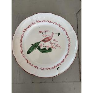 ASSIETTE ANCIENNE EN FAÏENCE DES ISLETTES XIXÈME À DÉCOR D'UN PAON
