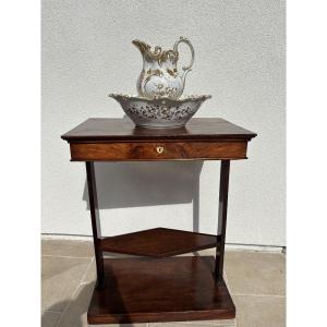 Antique Directoire Book Table, Console Or Dressing Table, Early 19th Century In Walnut