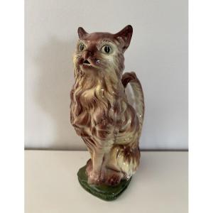 Ancien pichet barbotine à absinthe le chat par Saint Clement 525 vers 1920 art nouveau