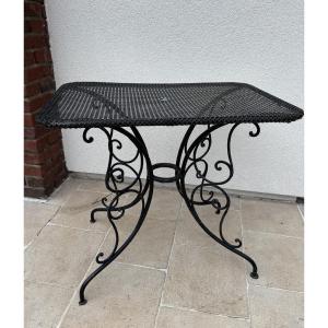 Ancienne table de jardin ou de présentation en fer forgé vers 1900 gueridon 