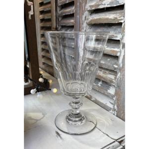 Ancien tres grand verre normand dit de mariage  epoque XIX eme siecle à pans coupés