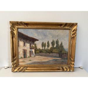 Ancien tableau à l'huile sur toile, ecole lyonnaise par H Sagnol date 1936
