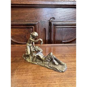 Antique Small Erotic Bronze Sculpture Of A Viennese Bacchant And Satyr By Bergman, Circa 1900; Erotica Curiosa