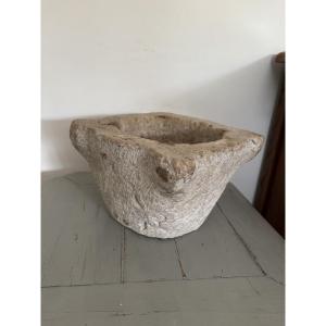 Antique 18th-century Stone Mortar With A Handle, From Southern France