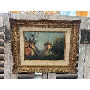 Antique Small Painting: "the Dovecote In Bourbonnais," Late 19th Century. Oil On Panel, Hsp Allier