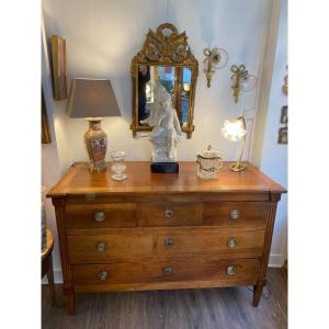 Old Directoire Commode In Walnut End Of The Eighteenth Century