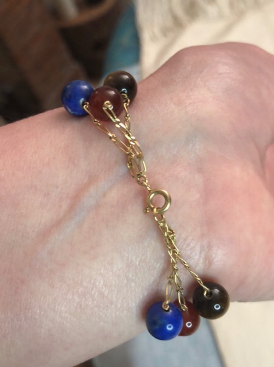 Gold Bracelet / Pearls / Hard Stones-photo-3