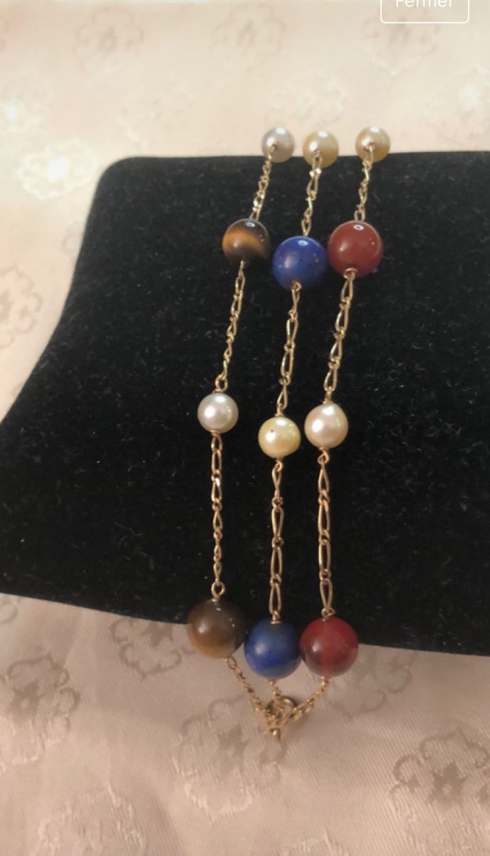 Gold Bracelet / Pearls / Hard Stones-photo-1