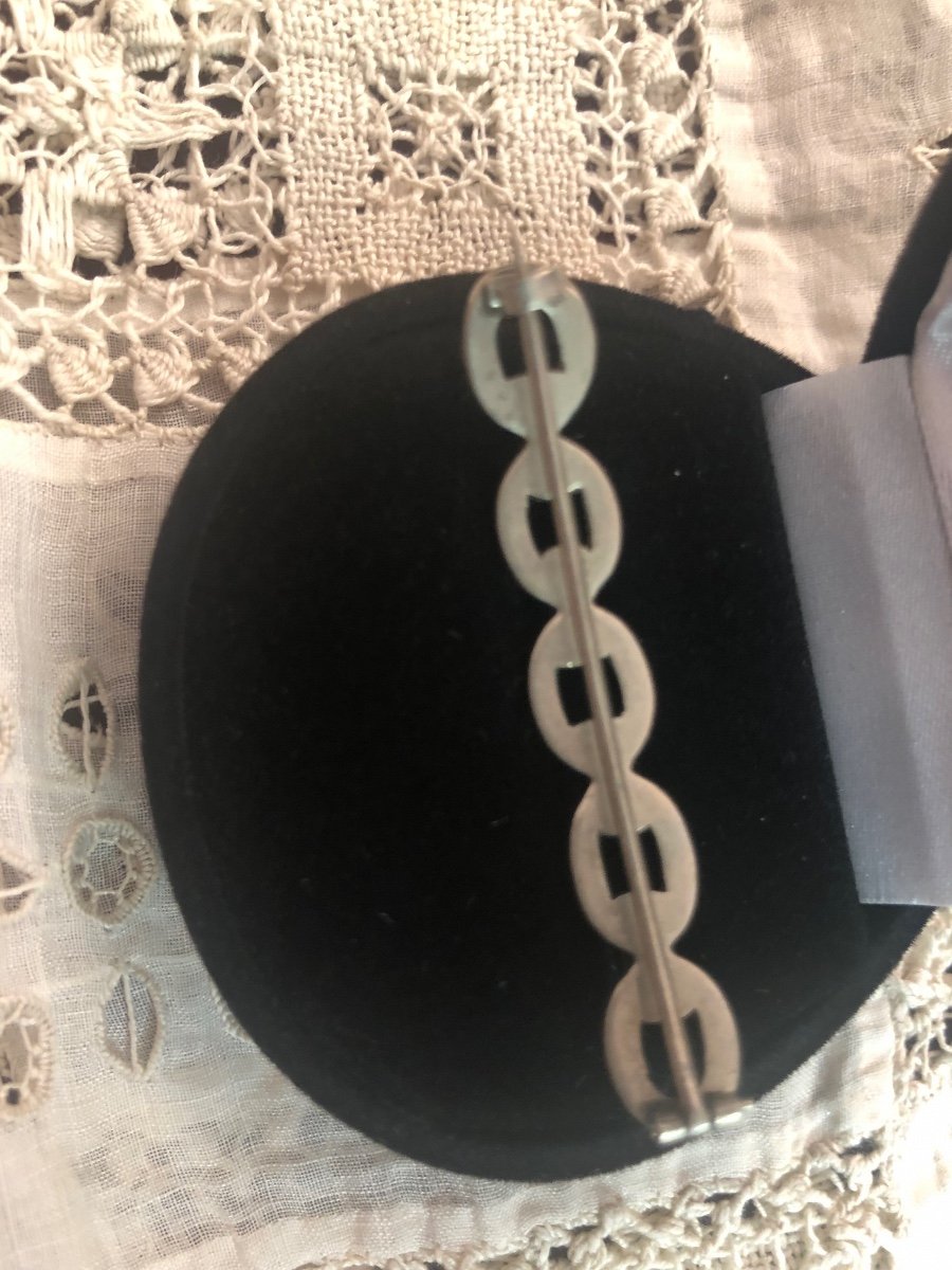 Silver Brooch / Turquoise And Fine Pearls-photo-4