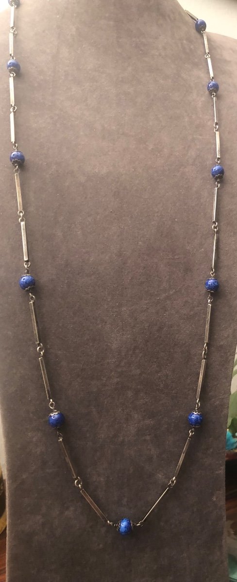 Sautoir  Argent / Lapizlazuli 
