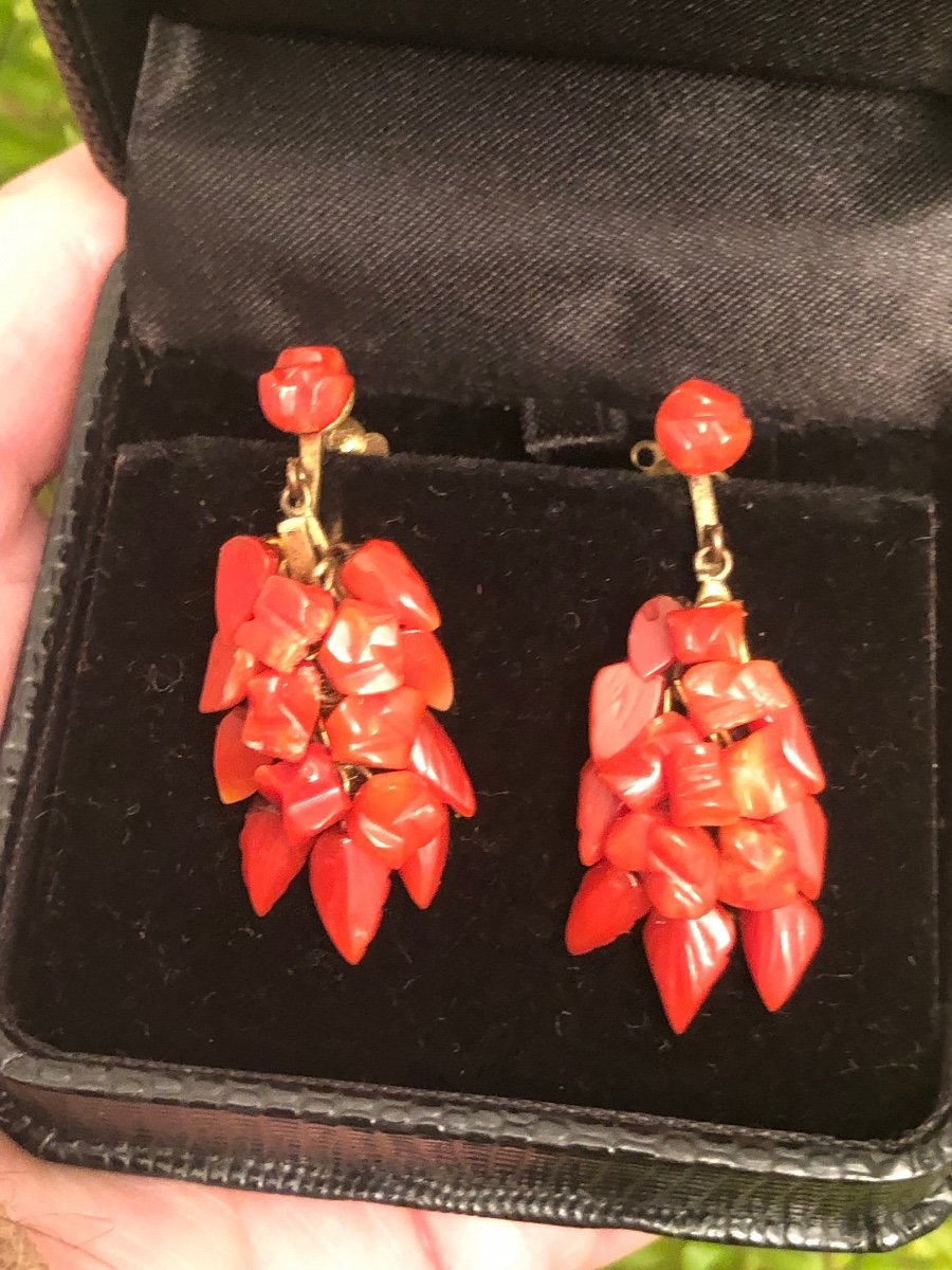 Boucles D’oreilles Corail Napoléon III-photo-4