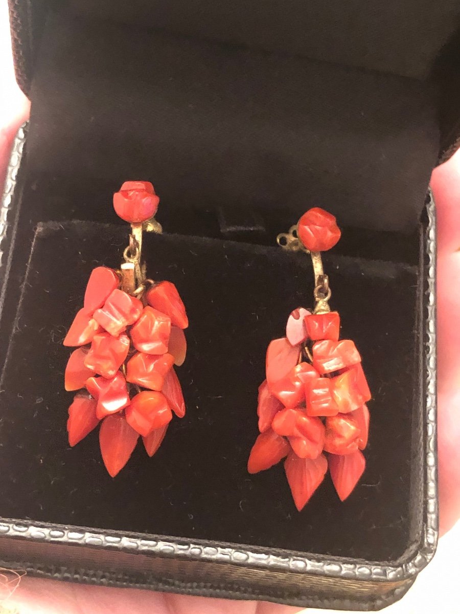 Boucles D’oreilles Corail Napoléon III-photo-4