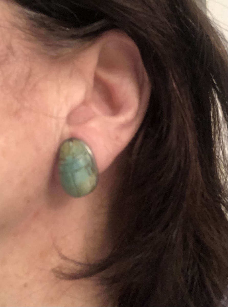 Ceramic Scarab Clip-on Earrings -photo-2