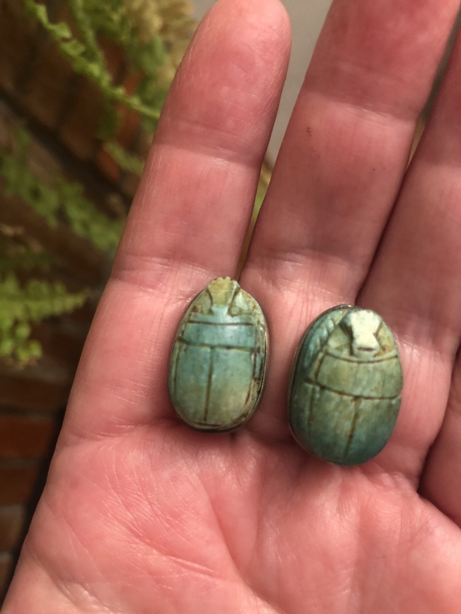 Ceramic Scarab Clip-on Earrings -photo-3