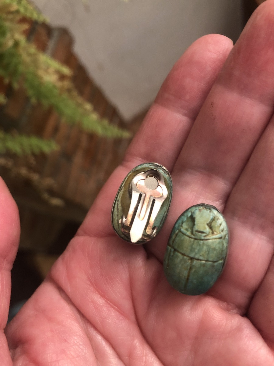 Ceramic Scarab Clip-on Earrings -photo-4