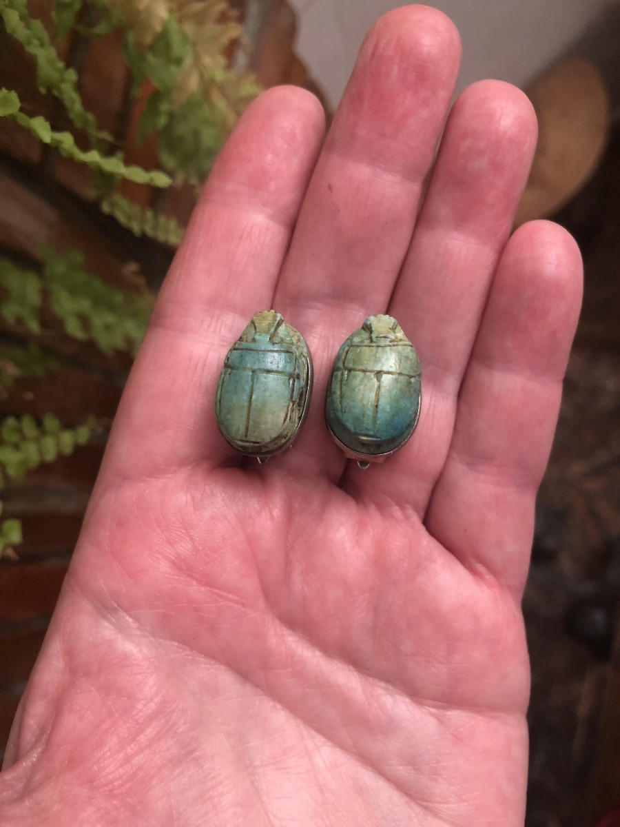 Ceramic Scarab Clip-on Earrings -photo-1