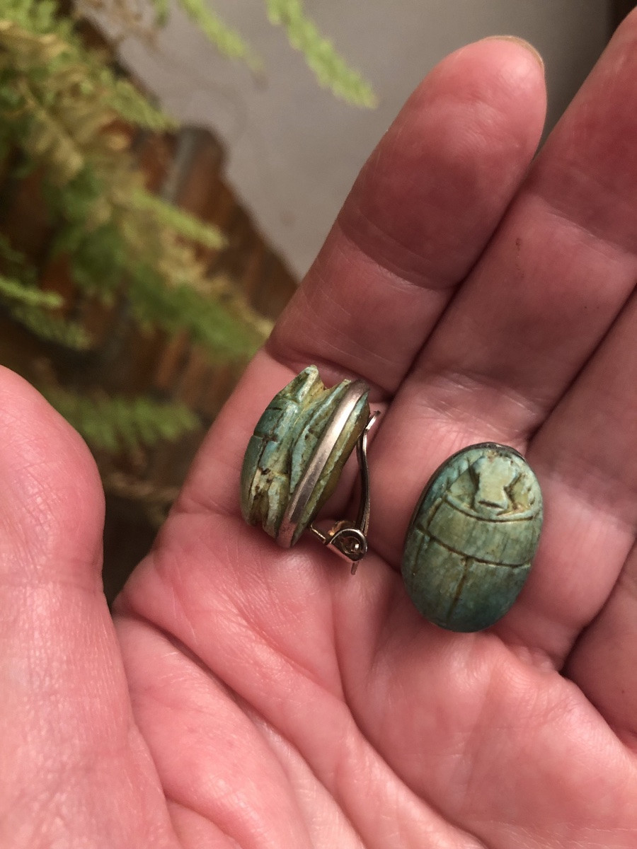 Ceramic Scarab Clip-on Earrings -photo-2
