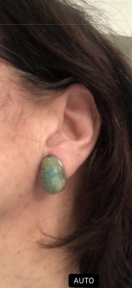 Ceramic Scarab Clip-on Earrings -photo-3