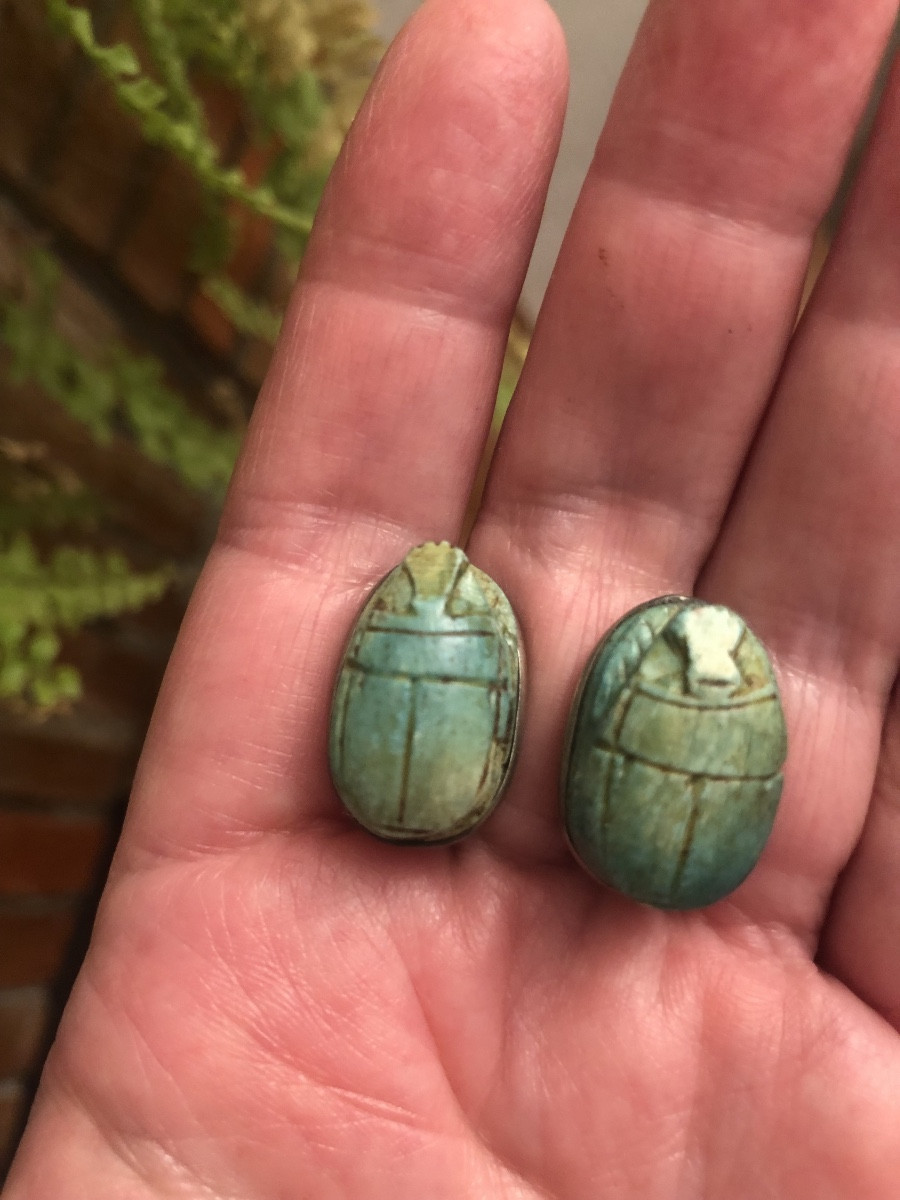 Ceramic Scarab Clip-on Earrings 
