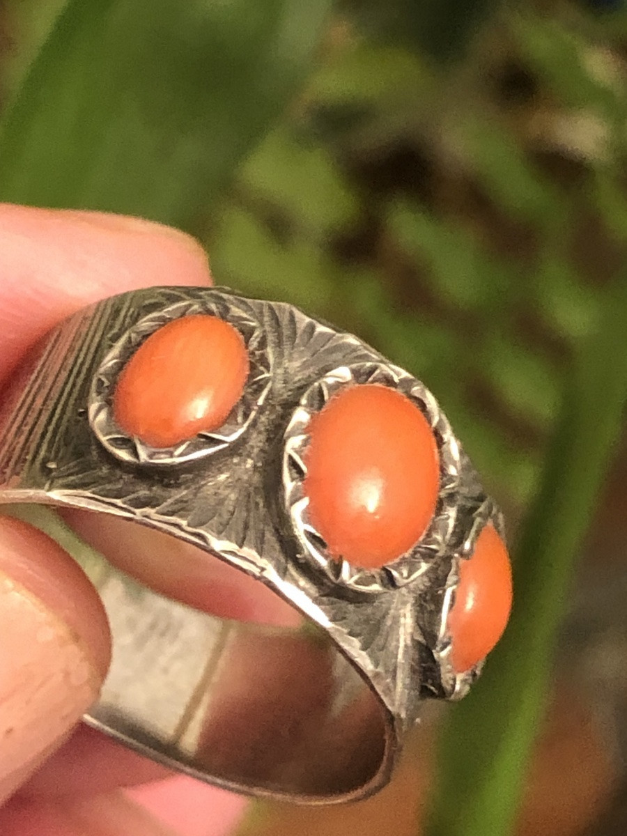 Bague  Argent  Corail -photo-2
