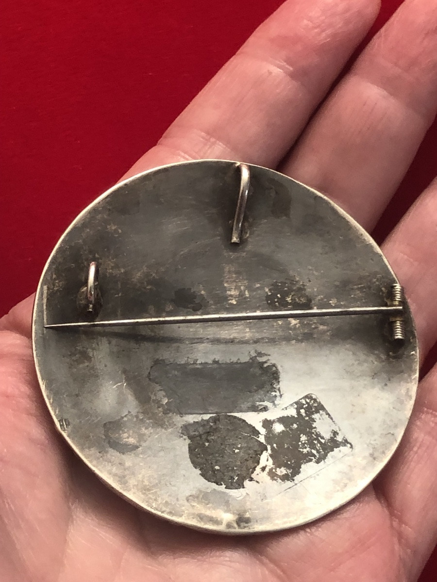 Ethnic Silver / Coral Brooch -photo-2