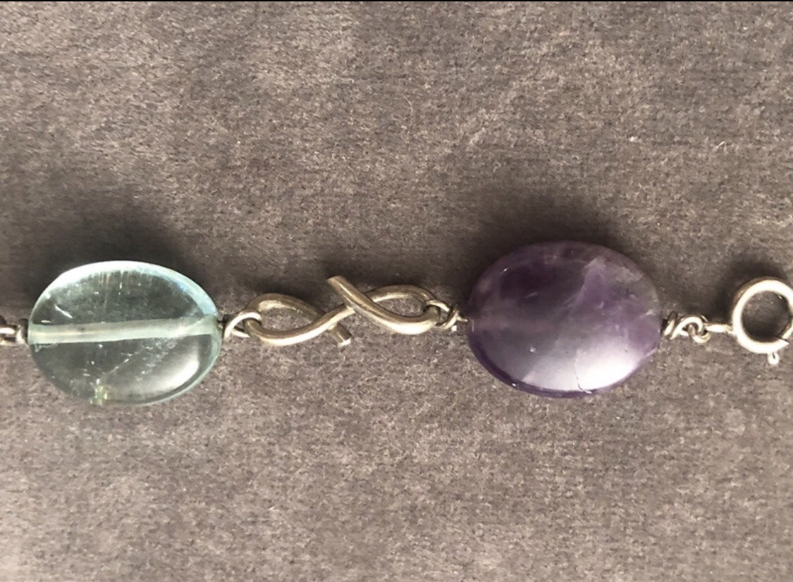 Bracelet  Vintage  argent / pierres  dures -photo-3