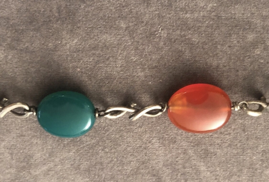 Bracelet  Vintage  argent / pierres  dures -photo-5