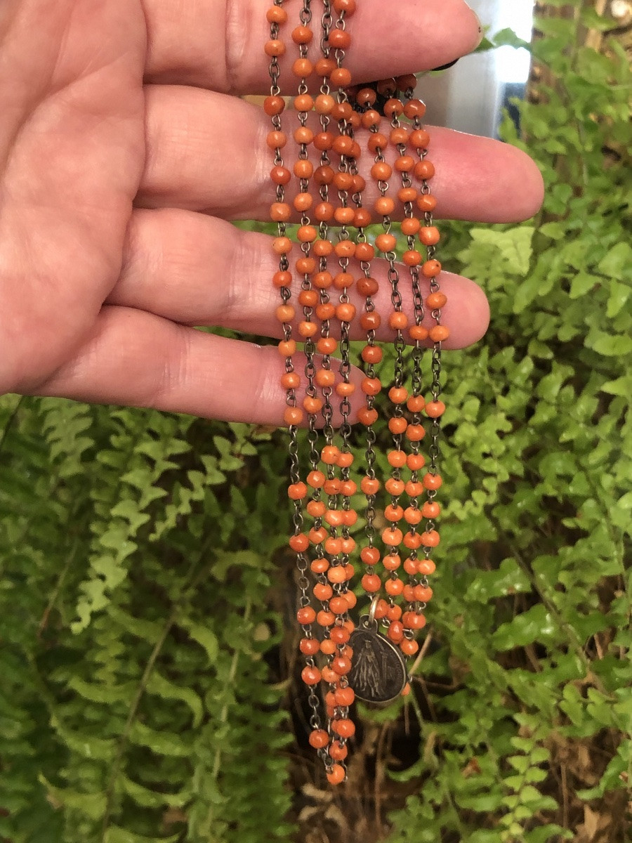 Long Coral Rosary-photo-4