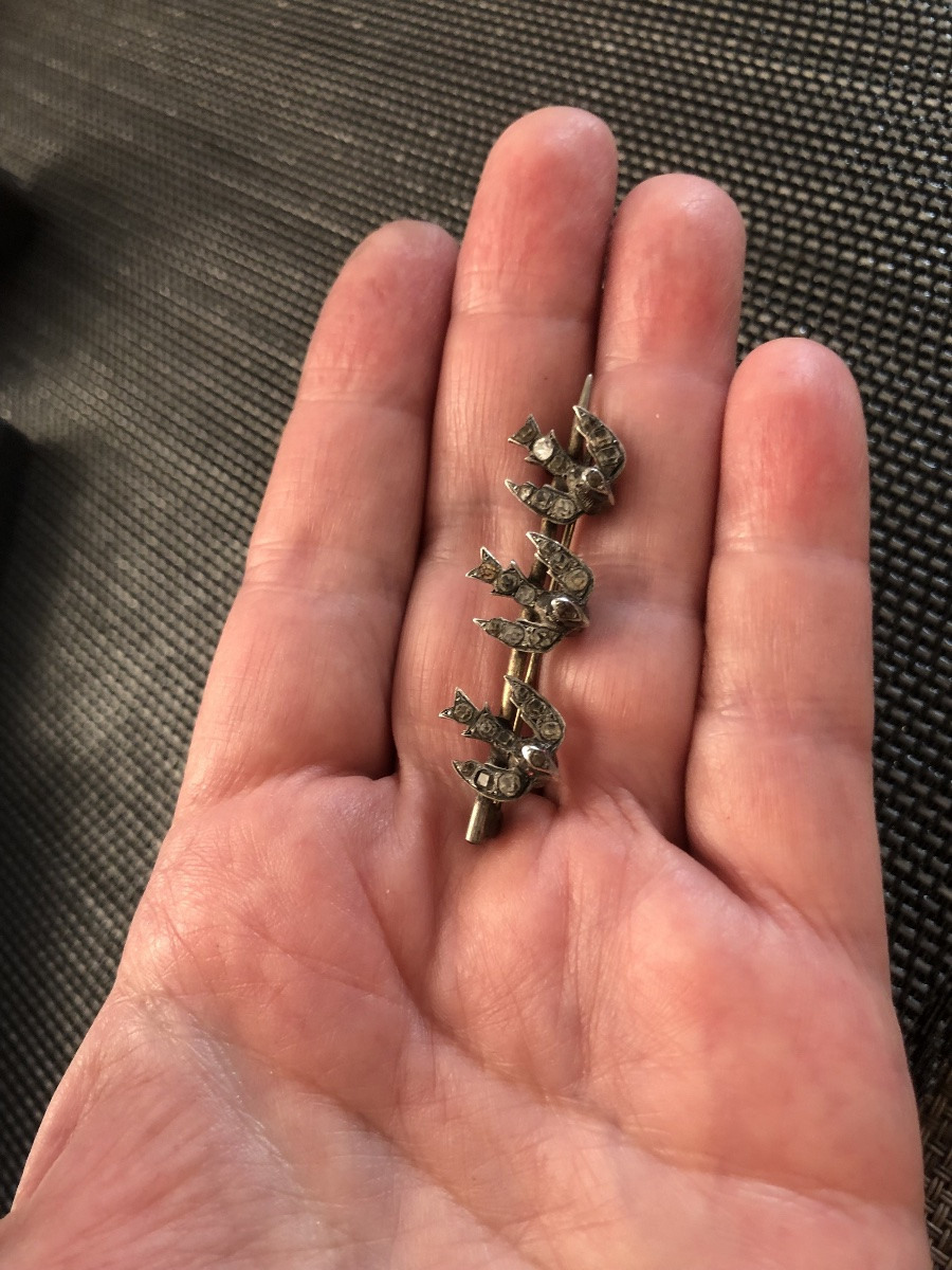 Broche  hirondelles  en argent -photo-5