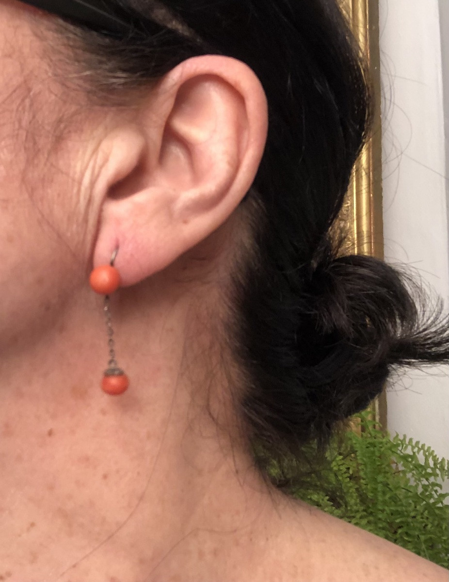 Boucles d’oreilles corail -photo-2