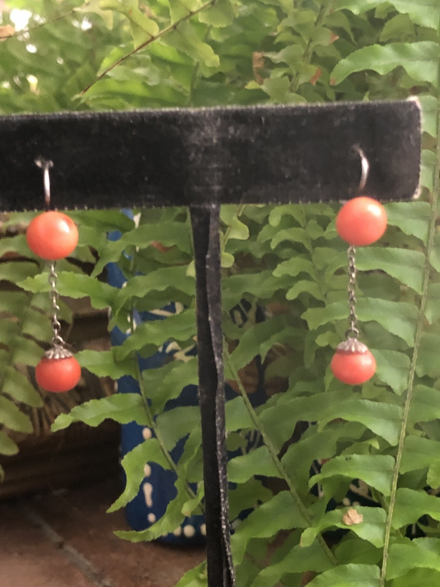 Boucles d’oreilles corail -photo-3