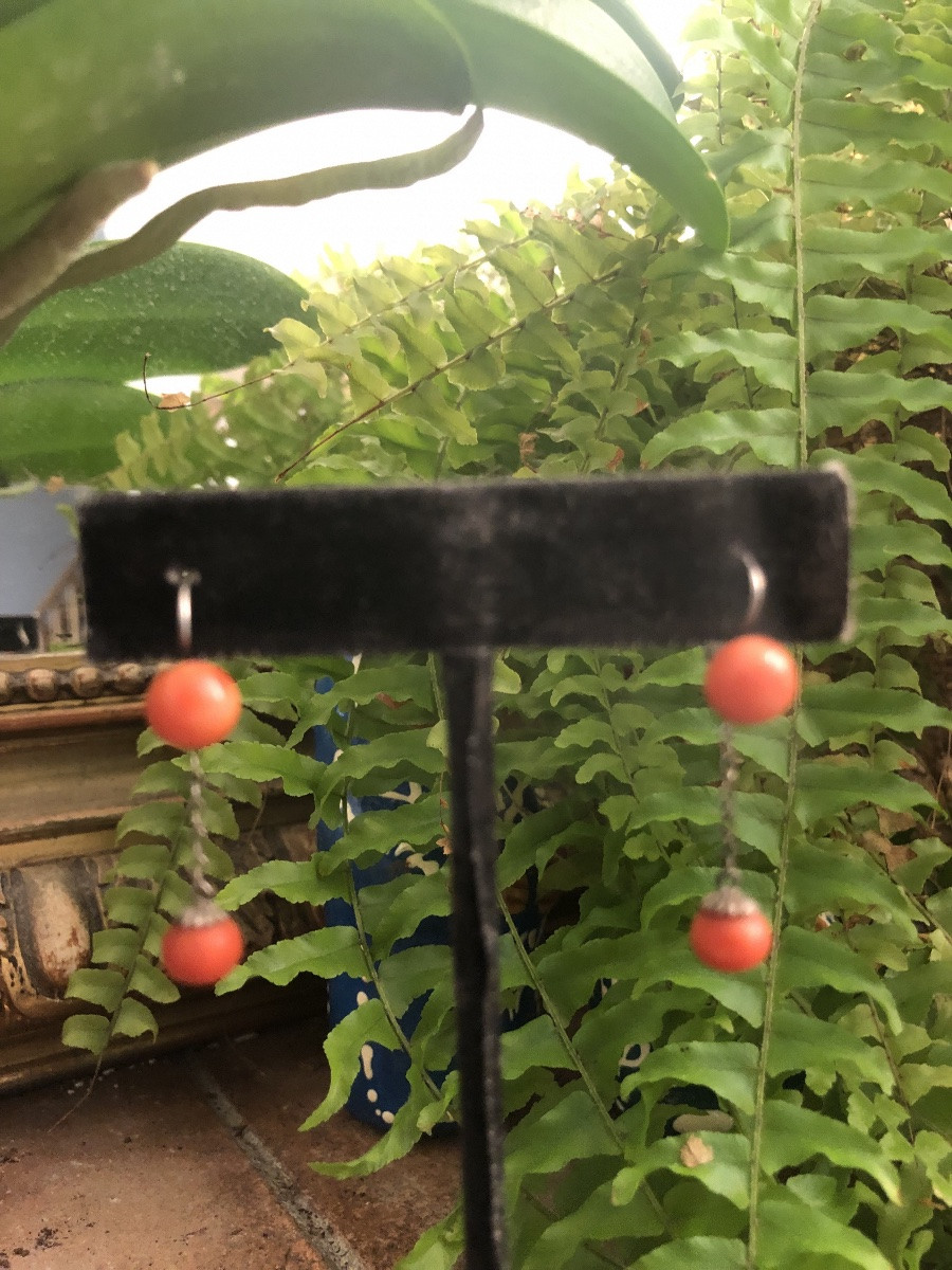 Boucles d’oreilles corail -photo-6