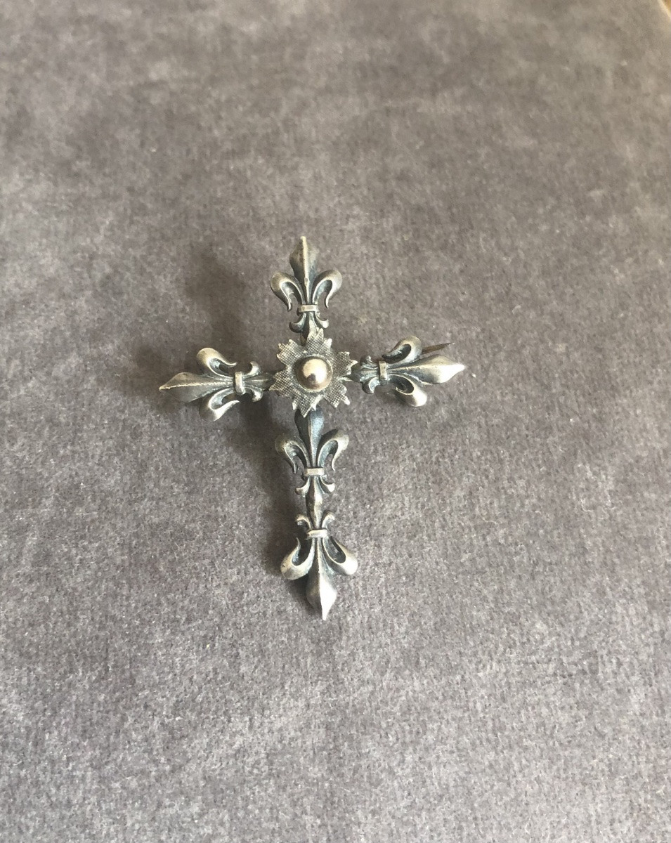 Croix argent  fleur de lys -photo-4