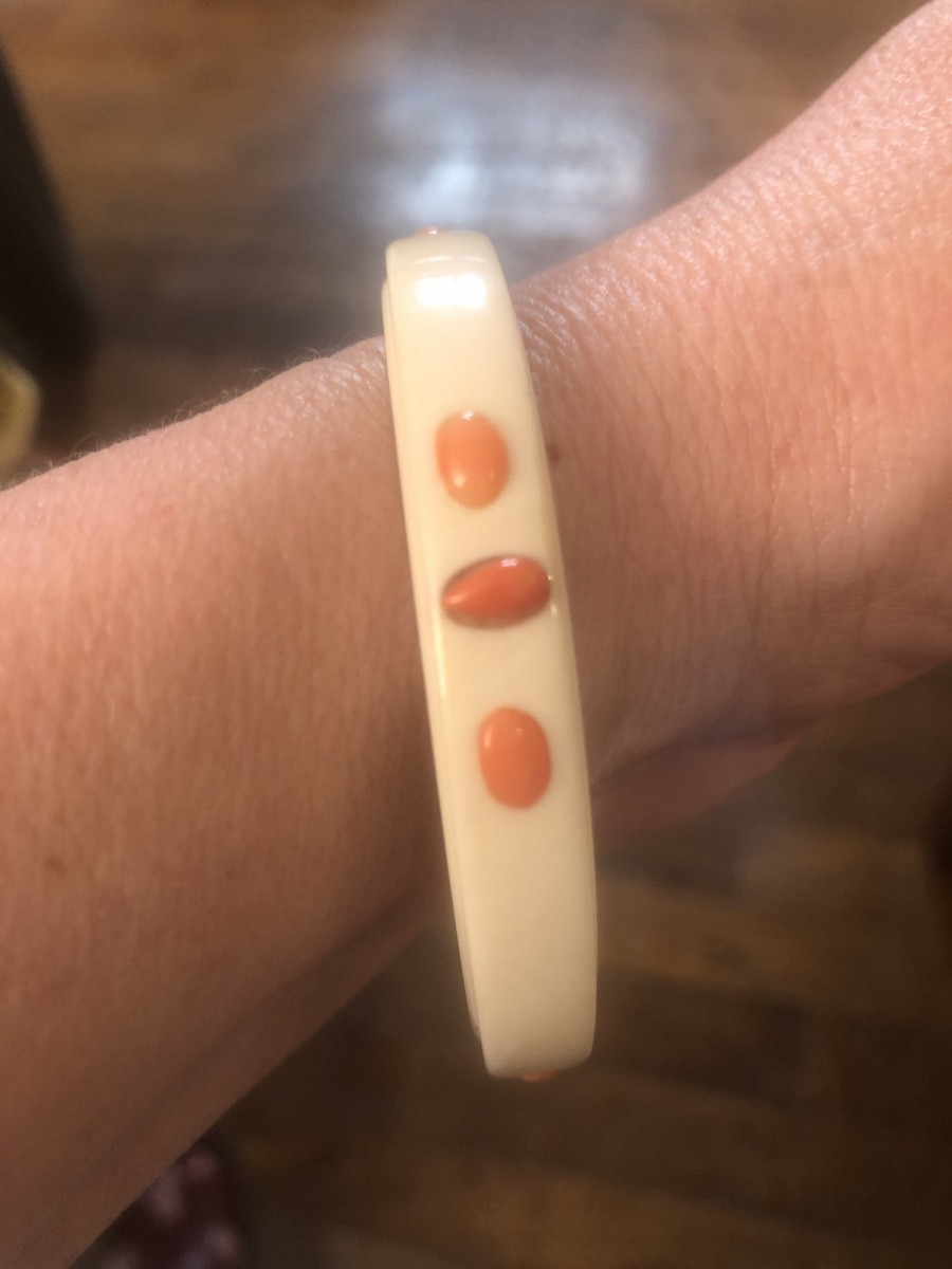 Art Deco Ivory/coral Bracelet-photo-2