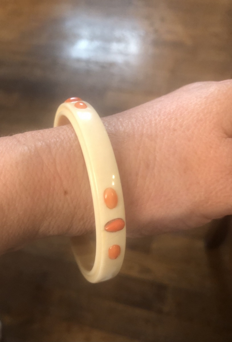 Art Deco Ivory/coral Bracelet-photo-4